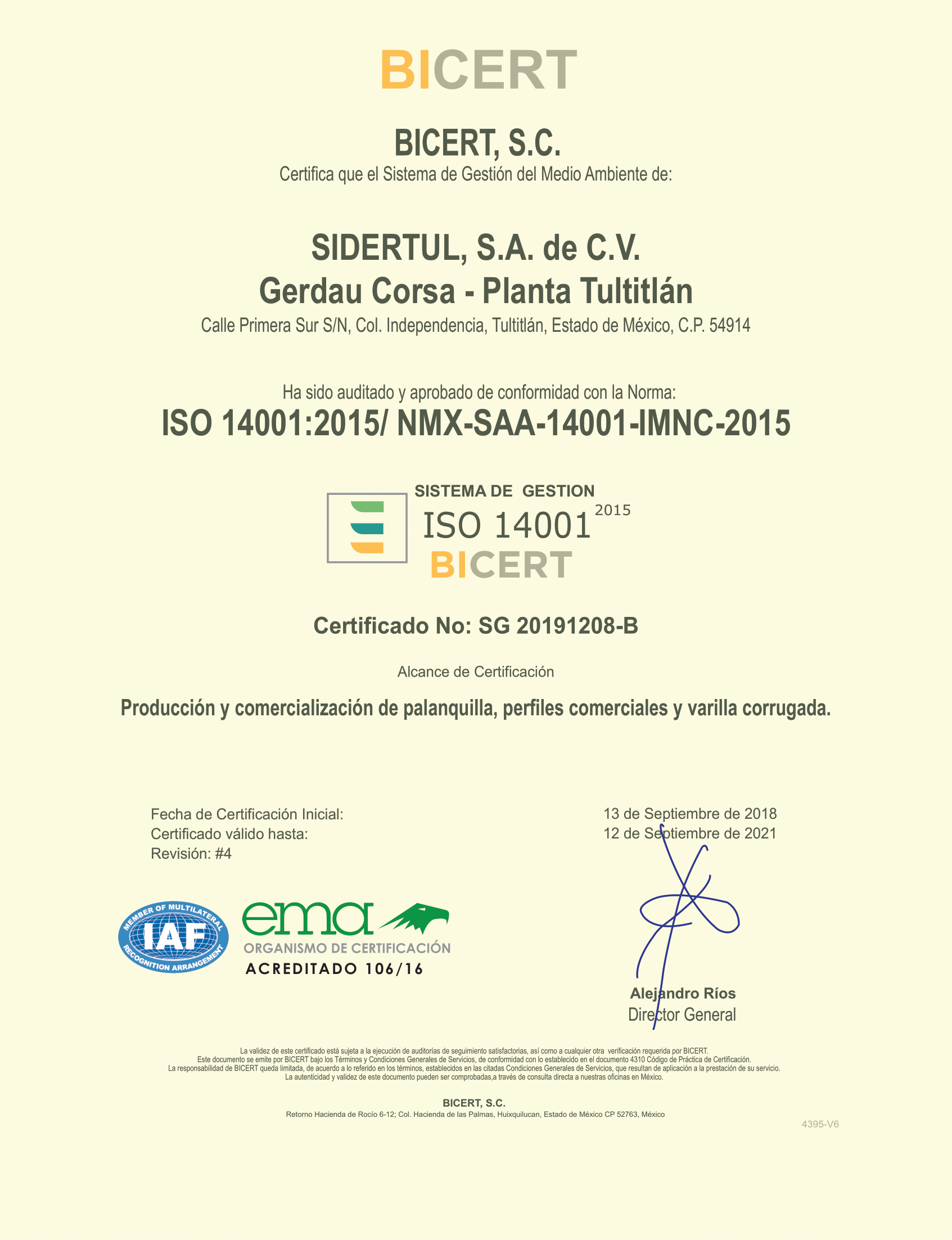 Certificado ISO 9001:2015