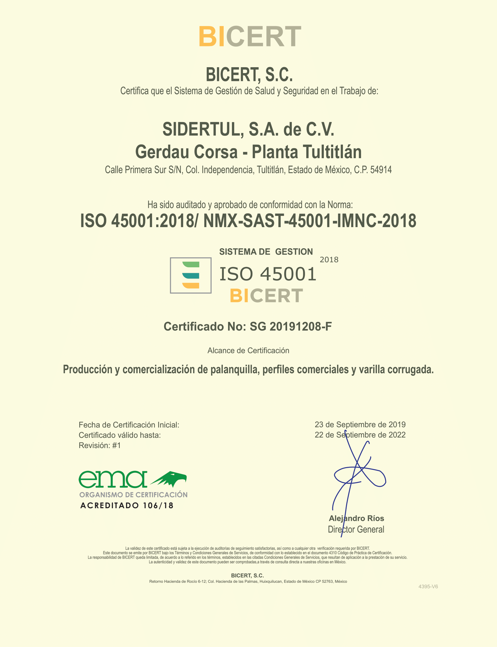 ISO 45001 Gerdau Corsa